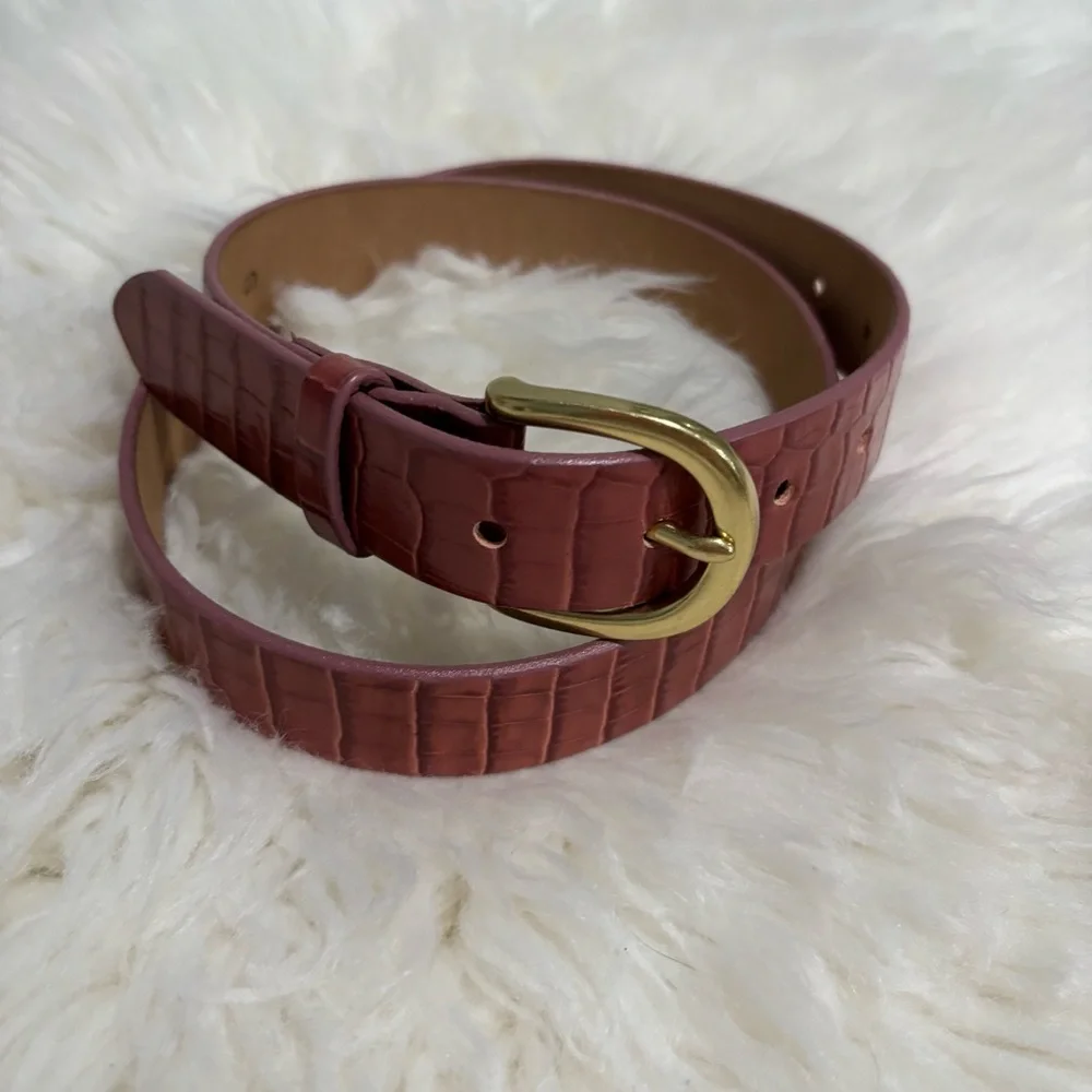 J Crew Croc Embossed Leather Belt Size Small